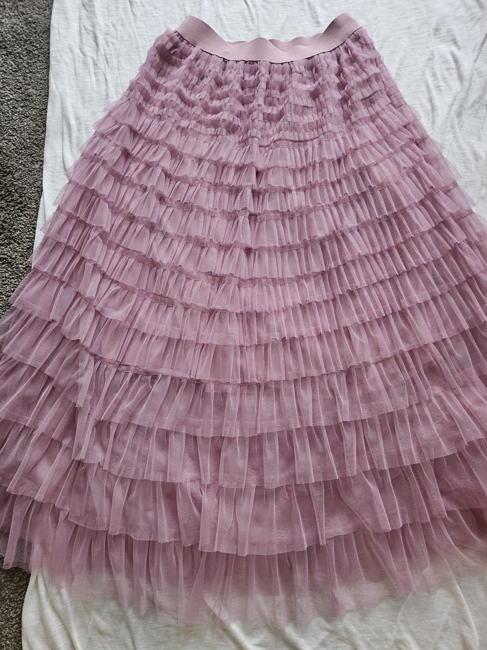 Women's Layered Ruffle Midi Skirt - Dusty Pink